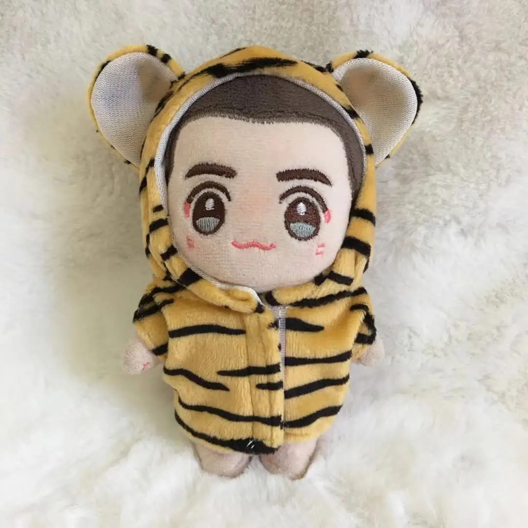 Flannel Tiger Stripe Hooded All-in-one Outfit For 10cm Regular Body Doll Cute Animal Full-body Loungewear Doll Clothes