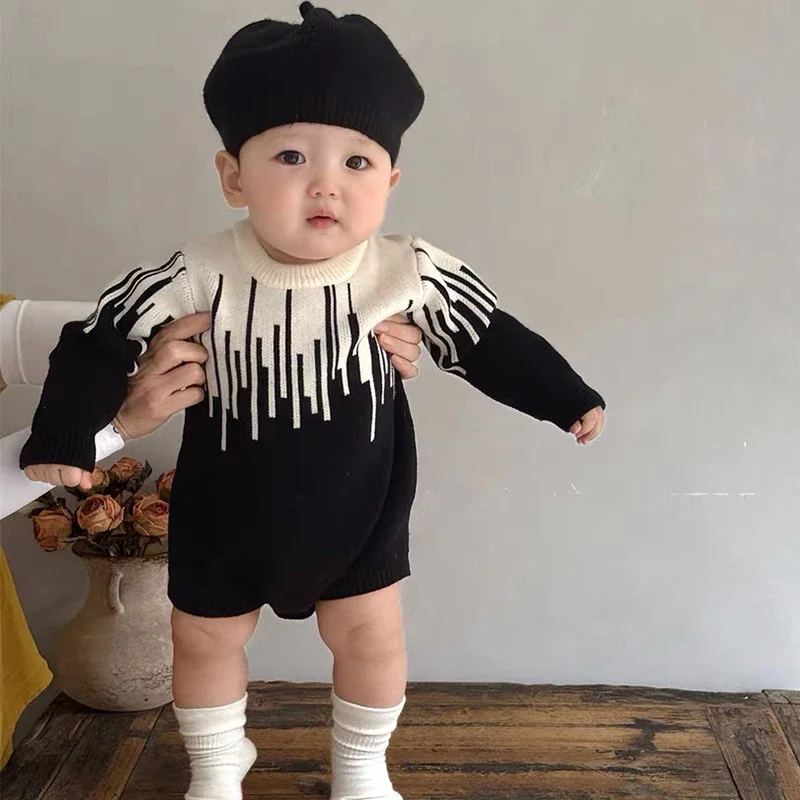 

New Toddler Outfit Clothes Autumn Baby Bodysuits Knit Long Sleeve Infant Boys Girls Knit Romper Onesie Coveralls Winter Jacquard