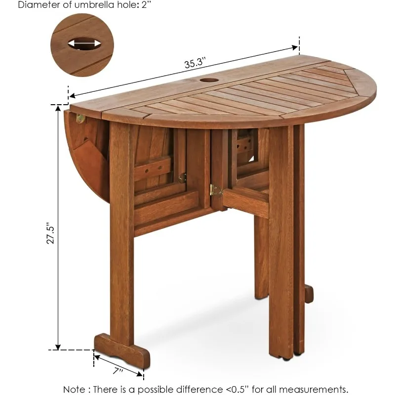 FG17035 Tioman Hardwood Patio Furniture Gateleg Round Table in Teak Oil, Natural