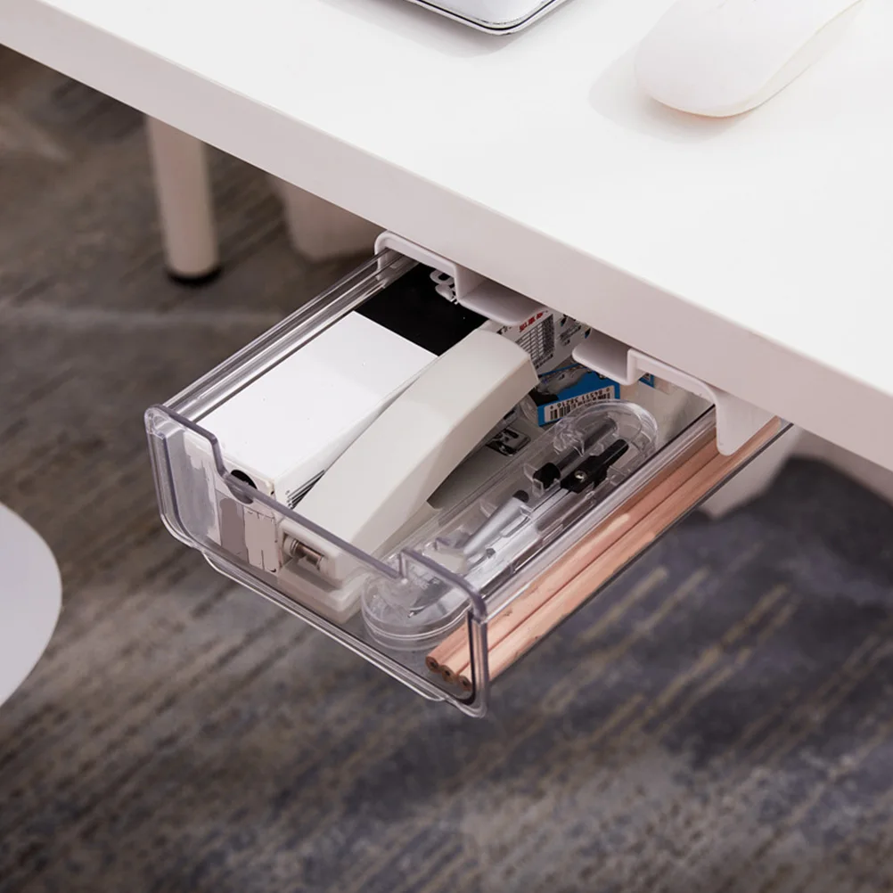 

Drawer Storage Box under Desktop Office Drawers Table Organiser Hidden Plastic Boxes Adhesive