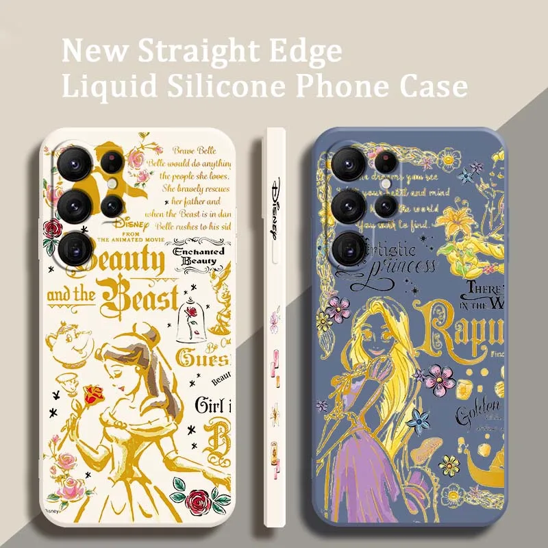 Disney Anime Princess For Samsung Galaxy S25 S24 S23 S22 S21 S20 Ultra Plus FE 5G Liquid Left Rope Cover Phone Case
