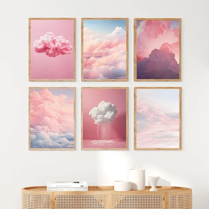 Pastel Pink Cloud Sky Posters and Prints Canvas Printing Wall Minimalist Abstract Art HD Picture for Living Room Home Decorat