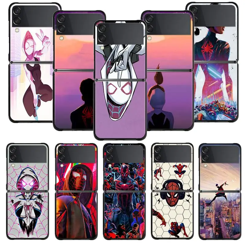 Phone Case For Samsung Galaxy Z Flip 5 Z Flip 4 Z Flip3 5G Shell for Galaxy Z Flip Hard Cover Marvel Spiderman Gwen Miles Couple