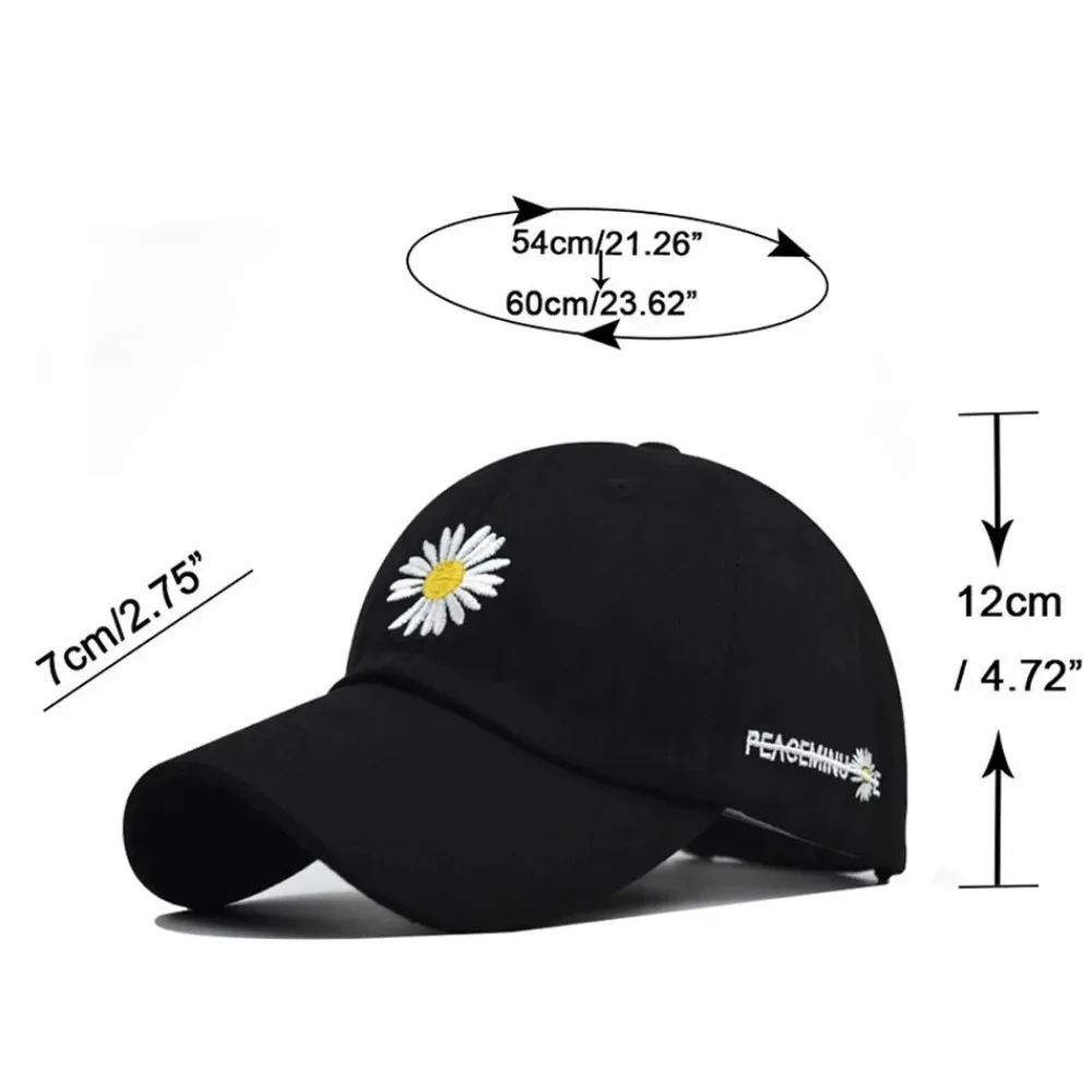 Baseball Cap for Women Men\'s Little Daisy Embroidery Hat Cotton Soft Top Caps Casual Outdoor Sun Shading Embroidered Hats Gorras