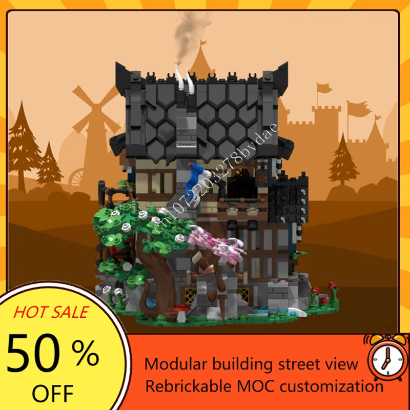 1650 pçs casa medieval modular moc criativo vista de rua modelo bloco de construção arquitetura diy educação montagem modelo brinquedo presentes