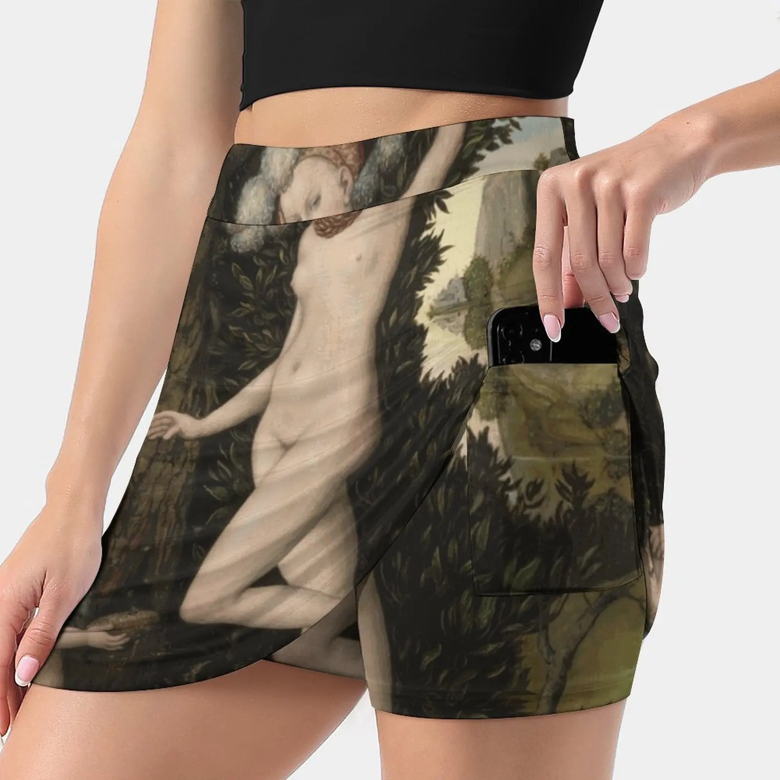 Lucas Cranach Venus And Cupid Women Tennis Skirts Golf Badminton Pantskirt Sports Phone Pocket Skort Goddess Gothic Renaissance