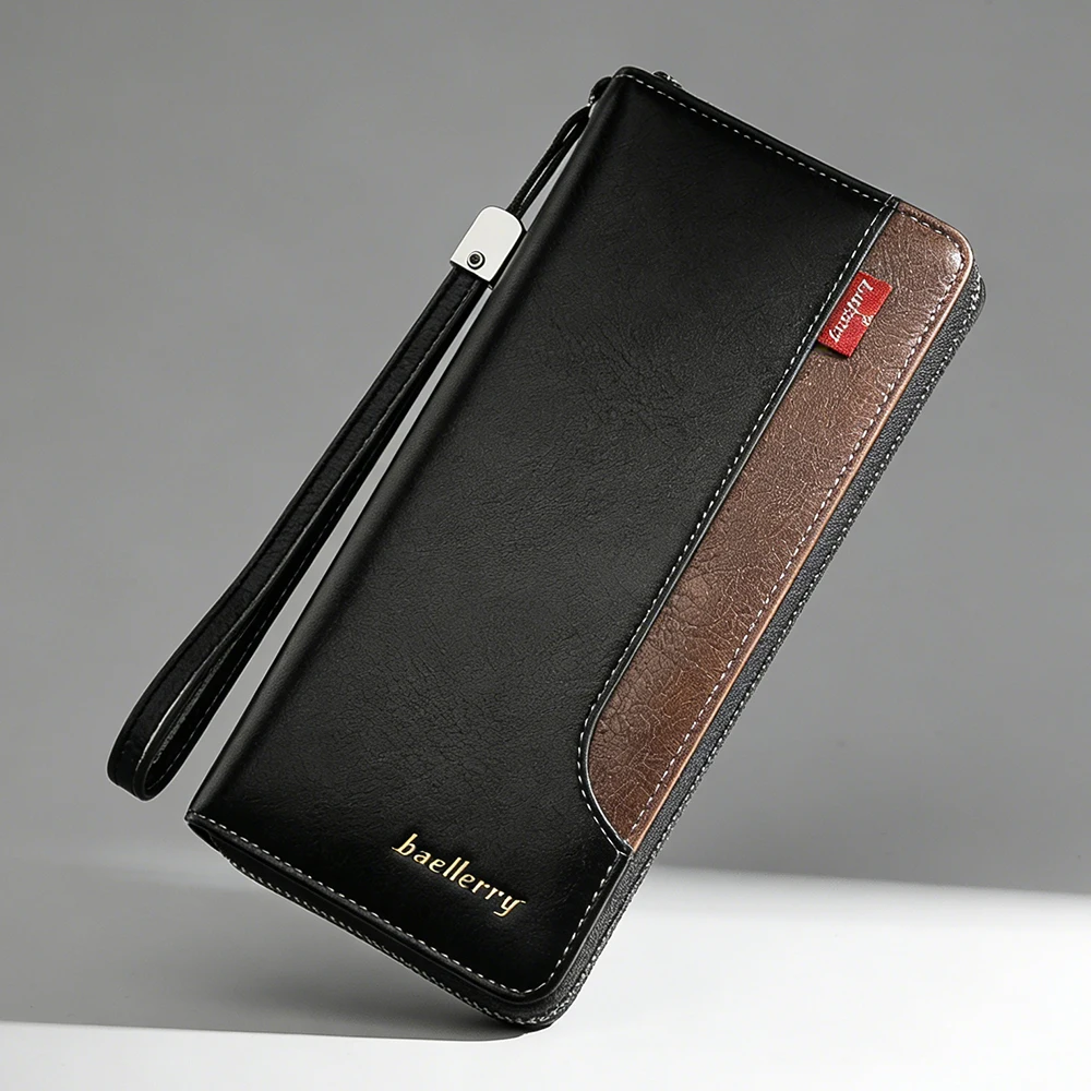 

Новые мужские длинные кошельки, карман для телефона, сумки, держатель для карт, высококачественные мужские кошельки на молнии, большой вместительный карман для монет, мужские зажимы для карт