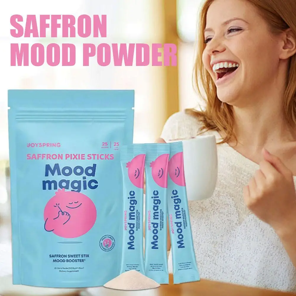 25 قطعة/صندوق النساء الزعفران الملحق مسحوق حزمة المزاج شريط الطاقة يحسن المزاج بشكل فعال يخفف التوتر ويعزز المزاج