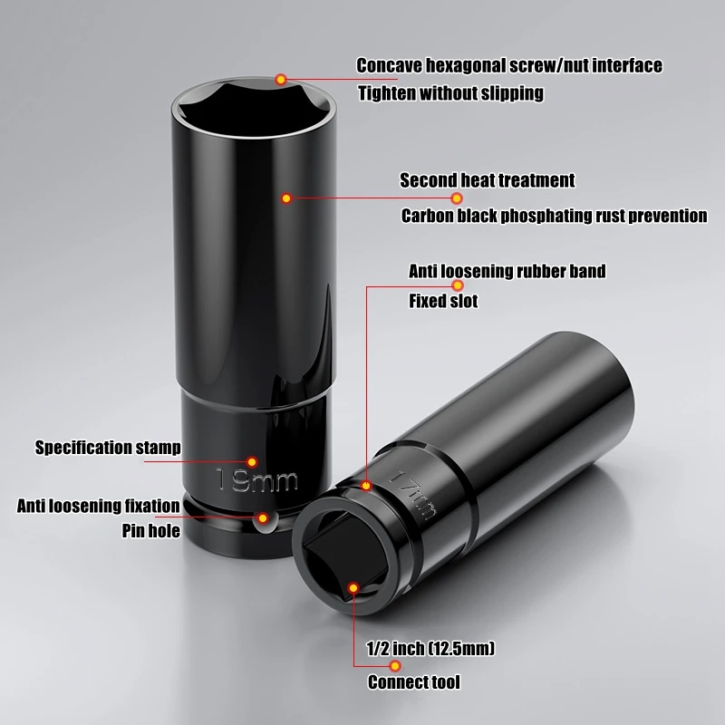 1/2-Zoll-Schlagschraubenschlüssel-Set, 10-20-teilig, 8-32mm Metrische Größen, Kohlenstoffstahl-Schlagschraubenschlüssel-Set mit Robuster Aufbewahrungsbox – Detail 9
