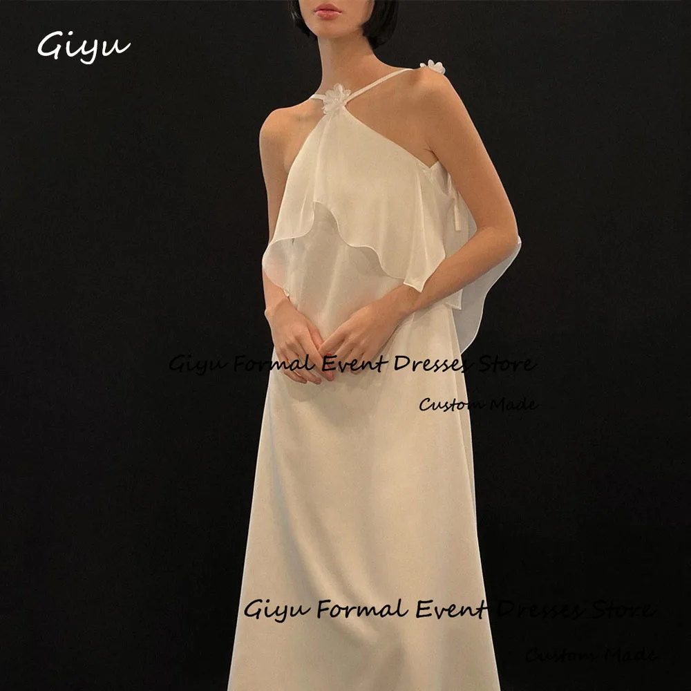 Giyu Simple 3D Followers Wedding Dresses For Woman Spaghetti Strap Sleeveless Evening Dress Vestidos De Novias 2024