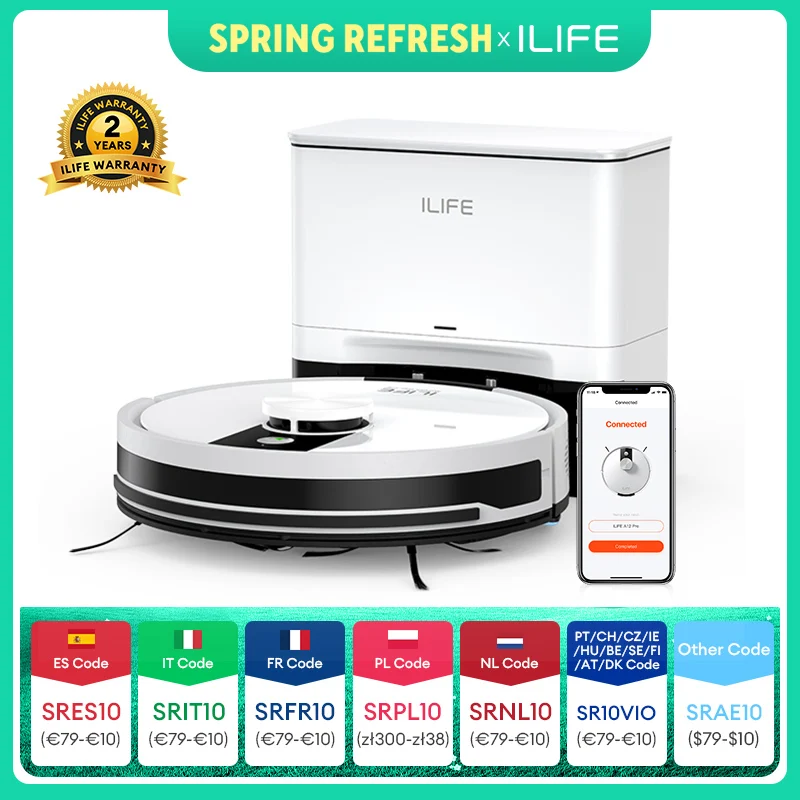 Robot aspirateur et serpillière ILIFE A12 Pro, navigation LIDAR, collecte automatique de la poussière, aspiration 3000Pa, commande par application/télécommande