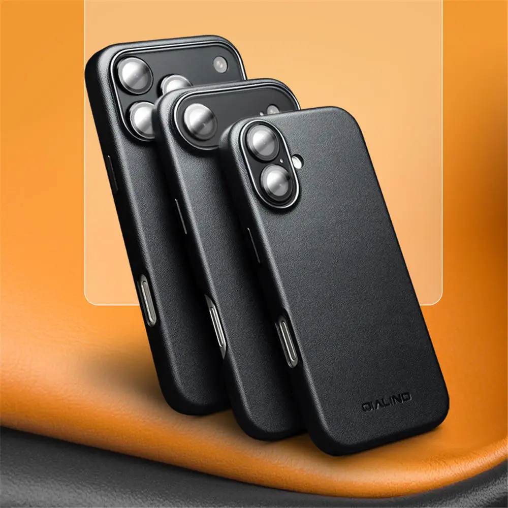Оригинальный кожаный чехол Qialino Magsafe для iPhone 17 Pro Max iPhone17 Air Business, магнитная рамка для беспроводной камеры