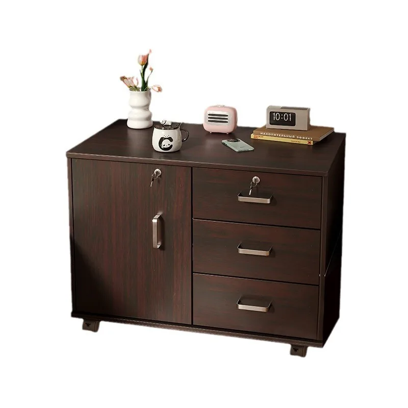 

Mobile bedside table with lock, simple modern home bedroom, bedside storage, small cabinet, locker
