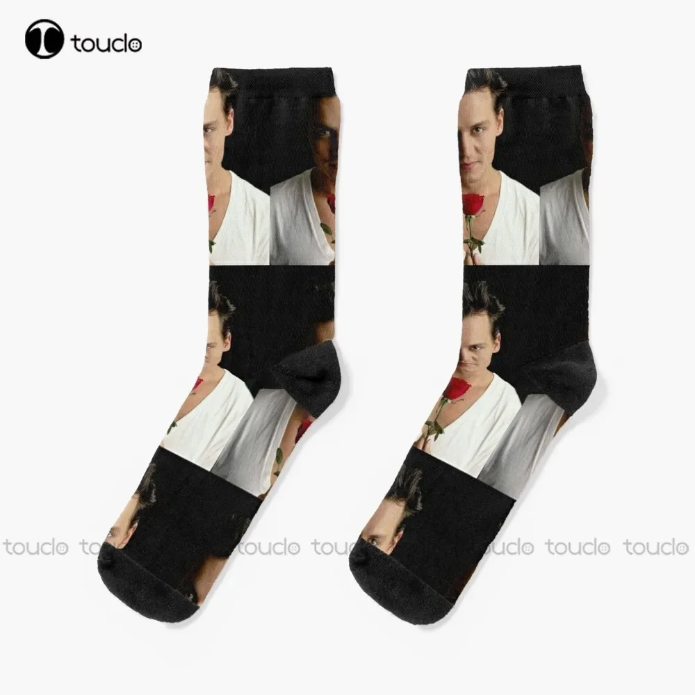 Johnny Depp Socks Cotton Socks For Men Fashion Creative Leisure Funny Art Abstract Oil Painting Socks Christmas New Year Gift