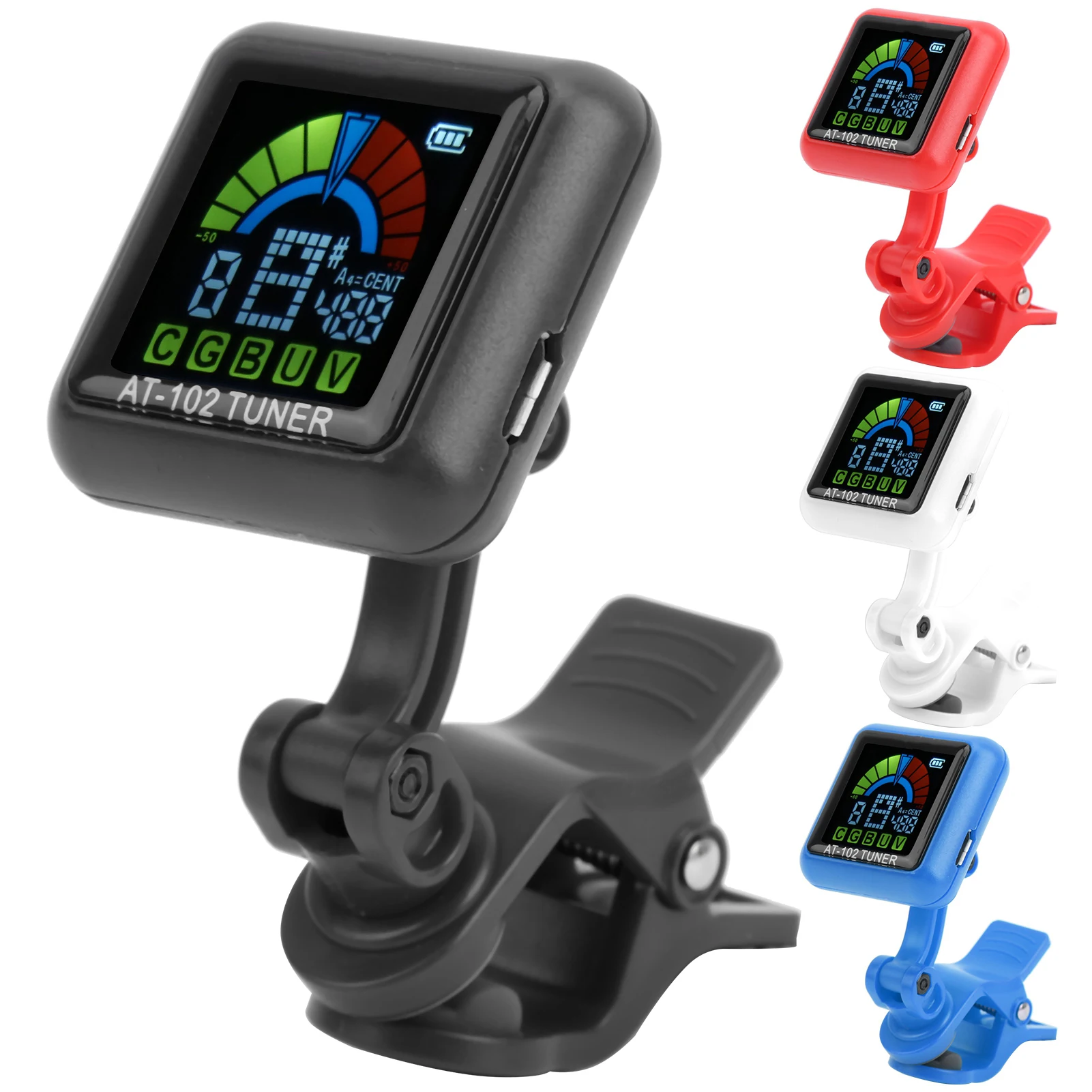 Gitarren-Clip-Tuner USB Wiederaufladbar Eingebauter Akku Violine Ukulele AT102 Gitarren-Clip-Tuner Violine-Tuner Ukulele-Tuner