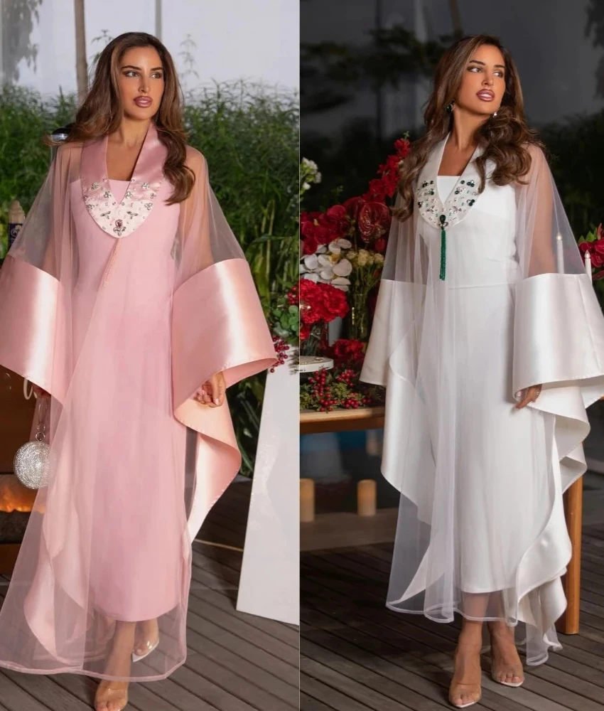 

Customized Delicate Jersey Straight Crystal Evening Dress,Sexy Long Sleeves Floor Length Sheer Cape Design Party Formal Dress