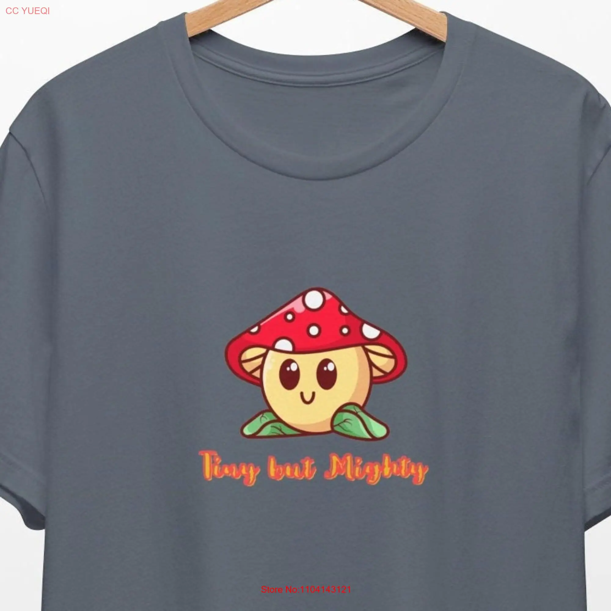 Tiny but Mighty Jersey  T Shirt Mushroom lover gift Women's Birthday men's Toadstool long or short sleeves