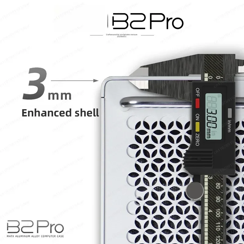All-Aluminum B2Pro MATX Case, Brushed Finish Compact Chassis with Handle, Supports ATX/SFX PSU & 240mm AIO