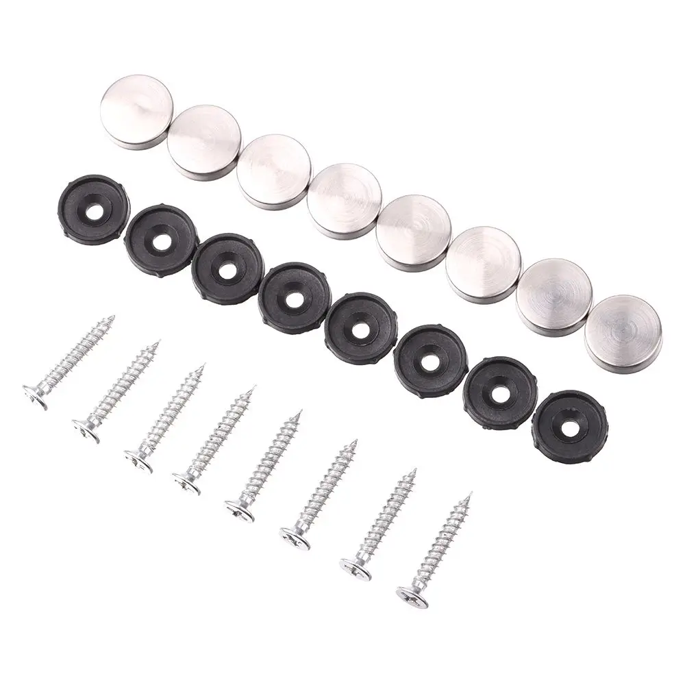 8 Sets Stainless Steel Mirror Fastener Screw Decorative Cap Cover Advertising Screw Nail Screw Decorative Cap Furniture Hardware