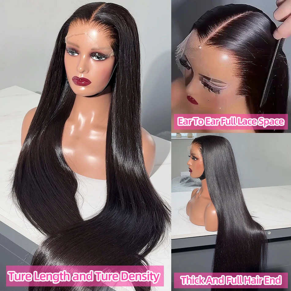 30 40 Inch Straight Lace Front Human Hair Wigs 13x4 13x6 Hd Lace Frontal Wig 220 Density Natural Hairline Remy Hair