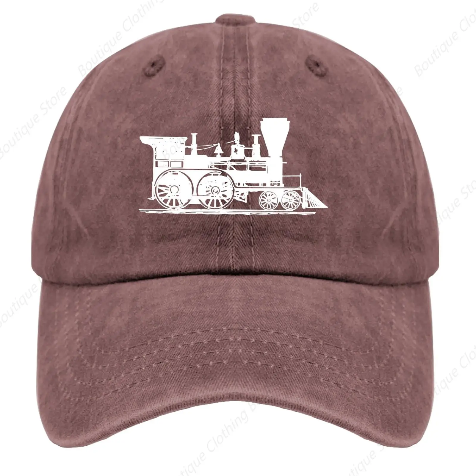 Train Operator Locomotive Steam Engine Railroad Retro Baseball Cap American Hat Wine Red Black Hat Women Gifts for