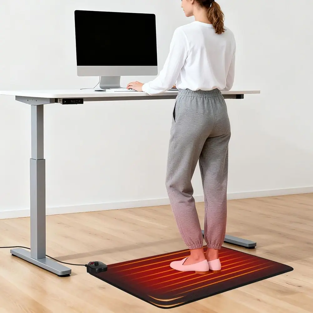 

Desk Underfloor Heating Mat, Cushioned Warming Pad, 8-Level Temp Control, Auto-Off, Ergonomic Foot Warmer for Kitchen & Office U