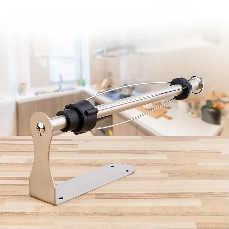 

Настенная черная самоклеящаяся амортизирующая кухонная вешалка для полотенец из нержавеющей стали, кухонная вешалка для бумаги под шкафом без сверления