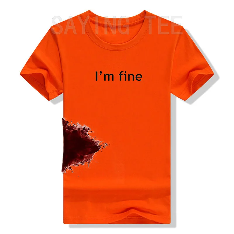 Ich bin fein grafische Neuheit sarkastischen Film Halloween Kostüm Humor beängstigend lustige T-Shirt Geschenke für Frauen Männer Kleidung Grafik