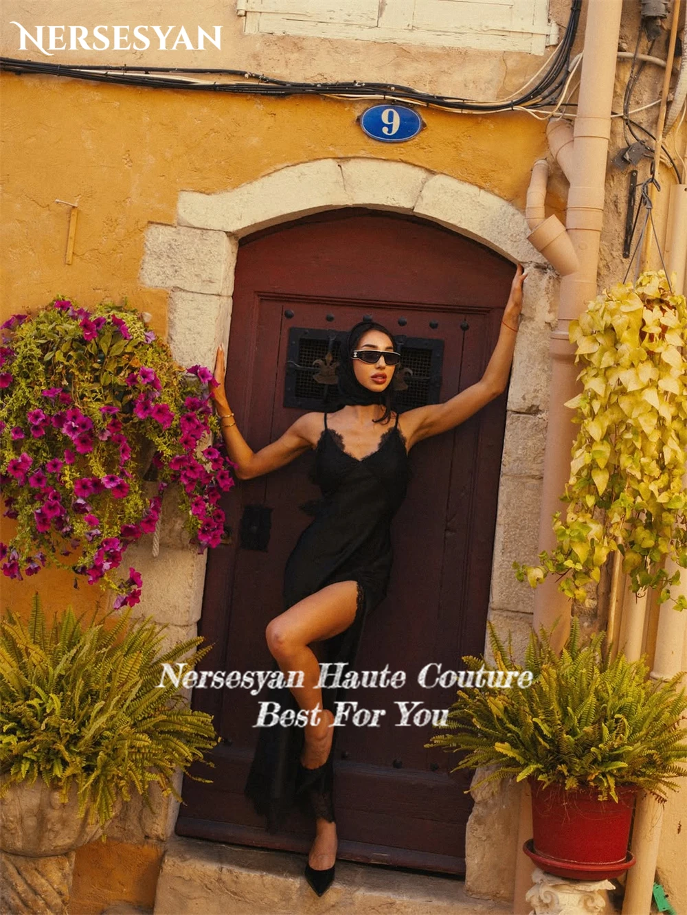 Nersesyan dentelle sirène robes de soirée bretelles Spaghetti fente latérale robe formelle Maxi robes de soirée robe de soirée femme personnalisé