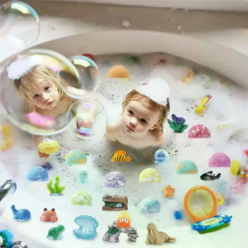 

12PCS Kids Bath Bombs, Natural Mega Bubbles Surprise Ocean Toys Gift Set Skin Friendly Bathing Kit For Boys And Girls