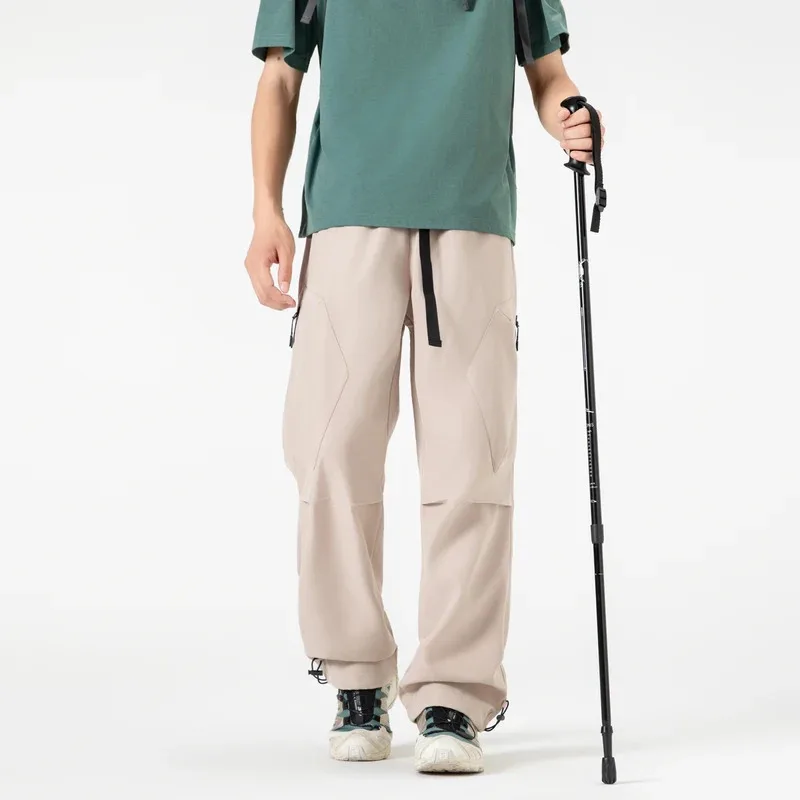 تصميم تقسم السراويل العمل في الهواء الطلق الرجال السراويل الطويلة، فضفاضة السراويل واسعة الساق السراويل الرياضية غير رسمية الساق المستقيمة