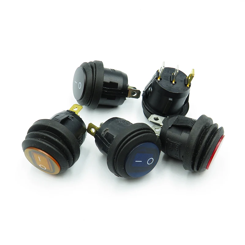 5PCS/LOT KCD1 Waterproof ship type circular switch 2/3PIN/ON-OFF Power switch accessories with lights 20mm 6A250V