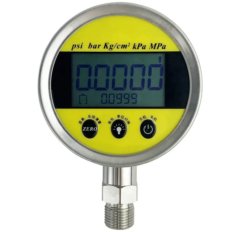 Stainless Steel Digital Pressure Gauge, High Precision Shockproof Vacuum Negative Pressure Gauge, Battery Powered Oil Water Test