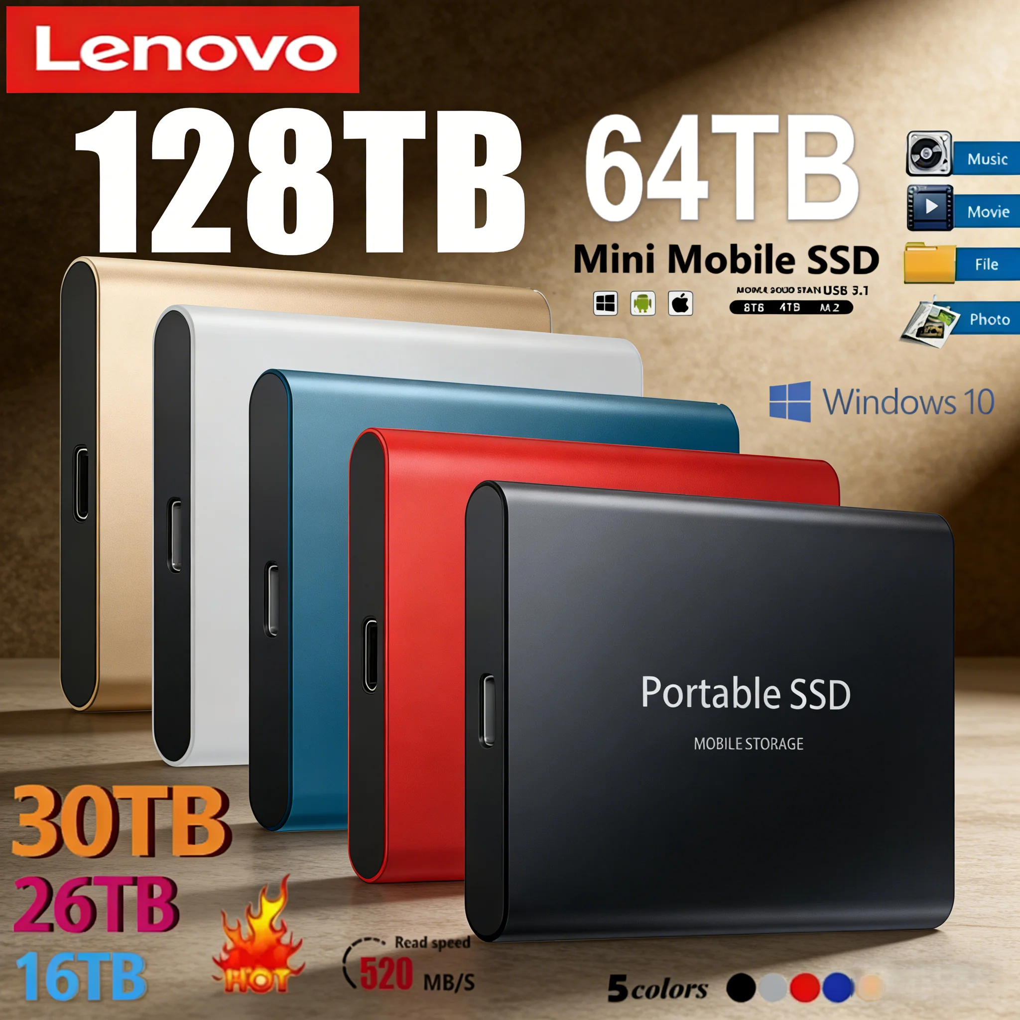 

Внешний SSD-накопитель Lenovo 2.5 дюйма, высокоскоростной, USB 3.1, портативный, 500 ГБ, 2 ТБ, 4 ТБ, 8 ТБ, 16 ТБ, для ноутбуков и PS4