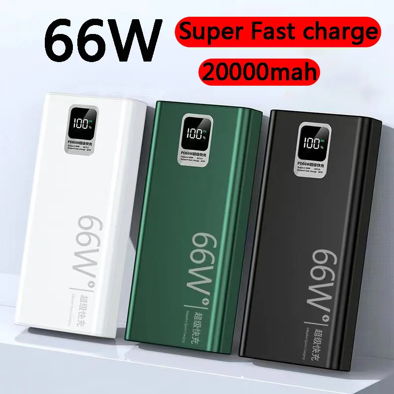 66W Portable Charging Power Bank Mobile Phone External Battery PD QC 3.0 Charger Poverbank for iPhone Huawei 30000mAh Power bank