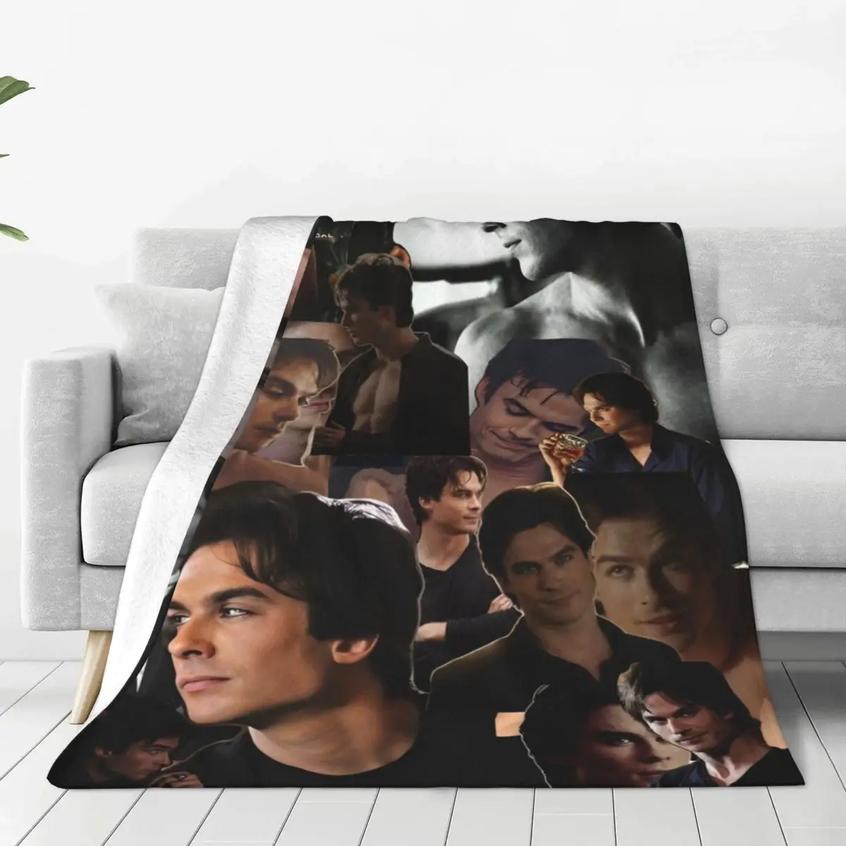 Damon Salvatore Blankets 1864 Fuzzy Funny Soft Throw Blankets for Bed Sofa Decoration