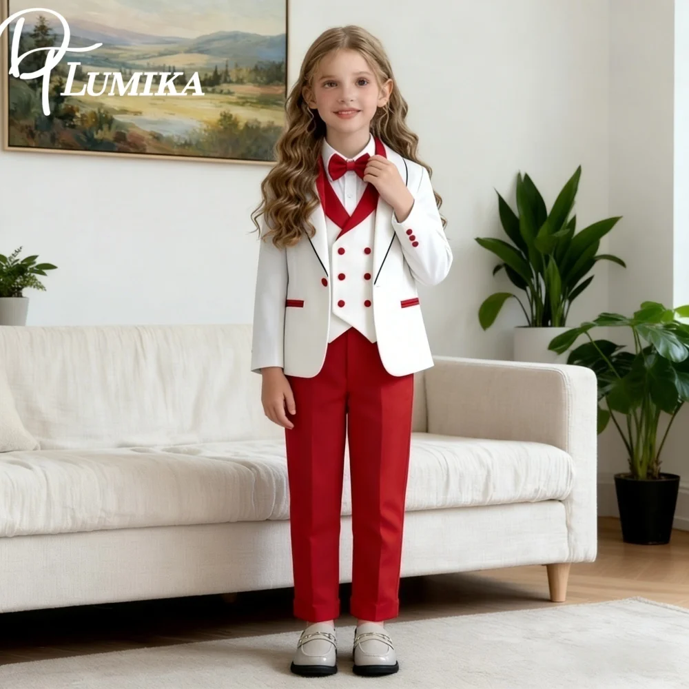 

Enchanting Girls Jacquard Set For Boys 3 14 Years Special Occasion Communion Suit Elegant Girls Performance Set Jacket Vest Pant