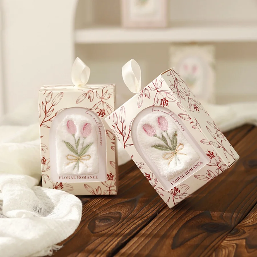 

1 Piece of Creative Tulip Embroidered Towel, Flower Absorbent Face Towel, Hand Towel, Bouquet Towel, Souvenir Gift, Party Gift