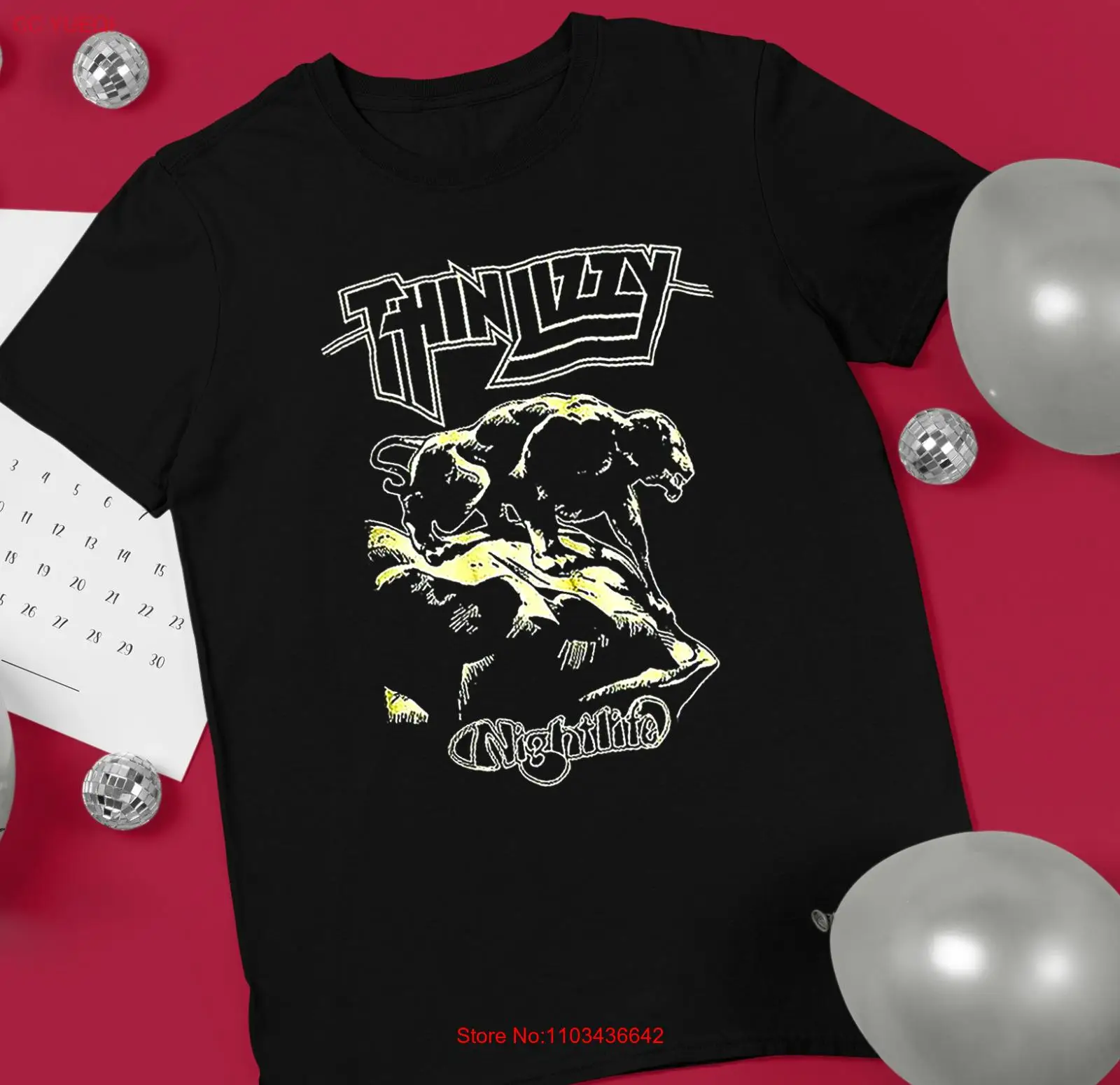 Черная хлопковая футболка унисекс Thin Lizzy Panther Nightlife S-234XL E229