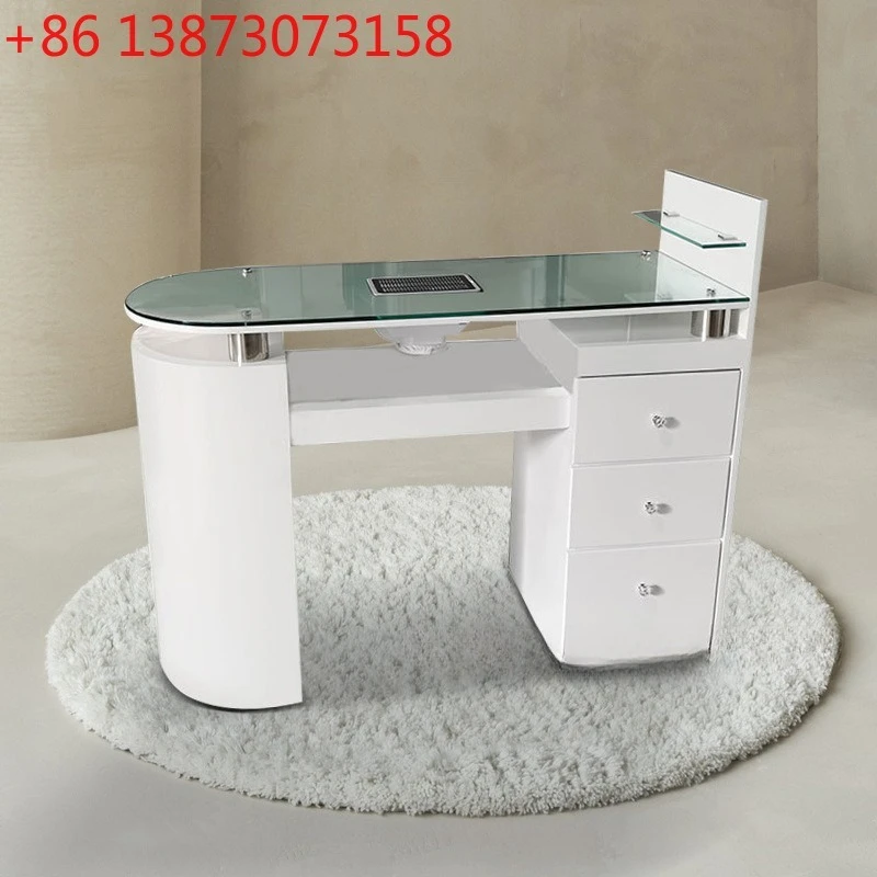 

Japanese nail table vacuum cleaner single nail table manicure Internet celebrity white paint nail table glass countertop