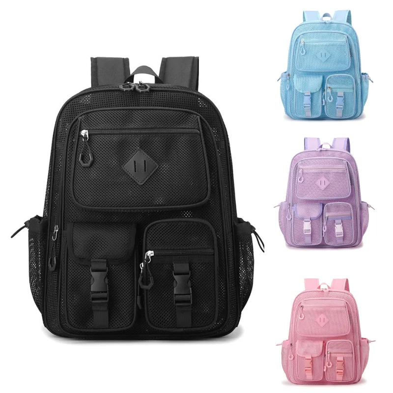 New Model of Open-front Multi-pocket Backpack with Large Capacity - Student Mesh Schoolbag for Outdoor Travel and Storage.