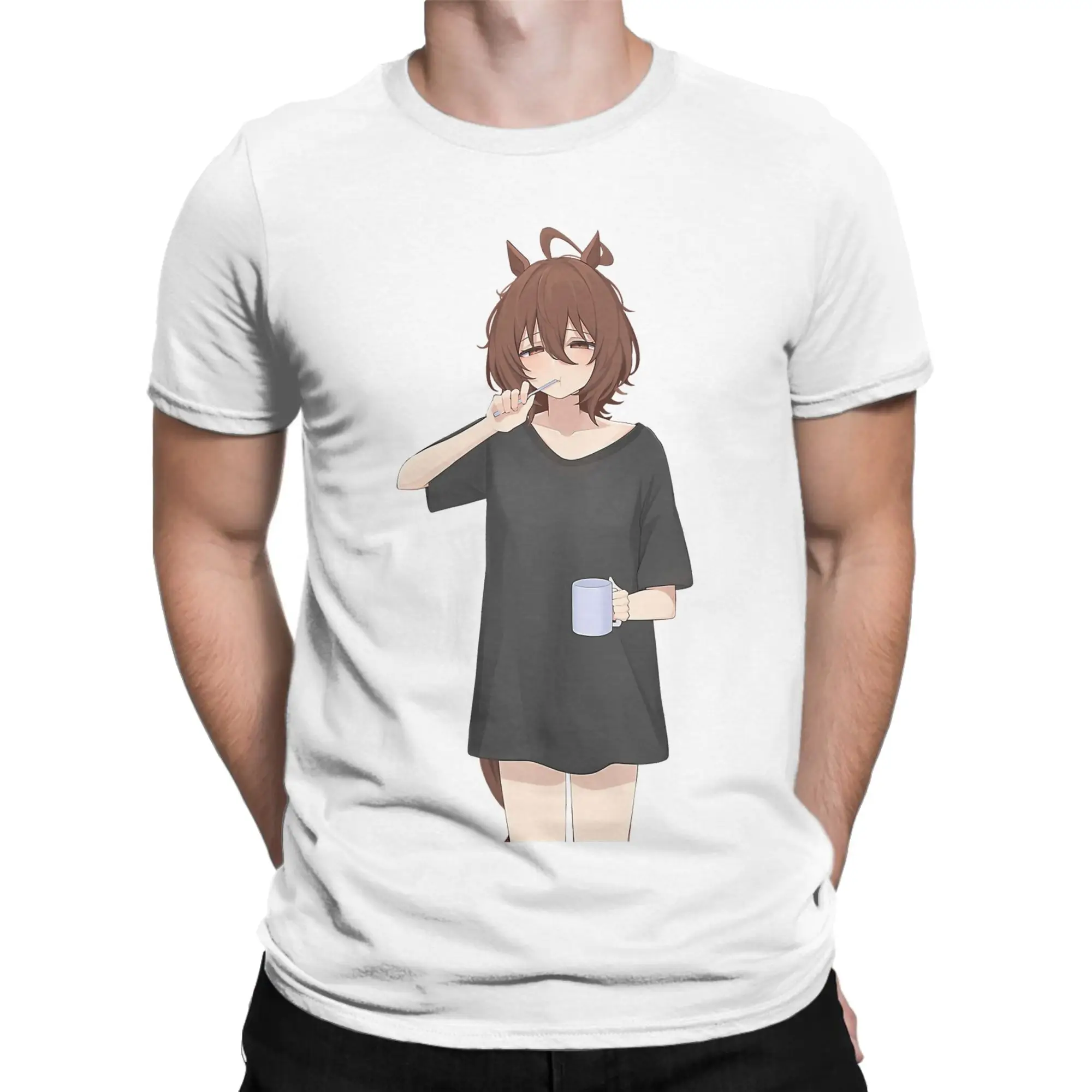Agnes Tachyon Umamusume T-Shirt for Men  Vintage Cotton Tee Shirt Round Collar Short Sleeve T Shirt Summer Tops