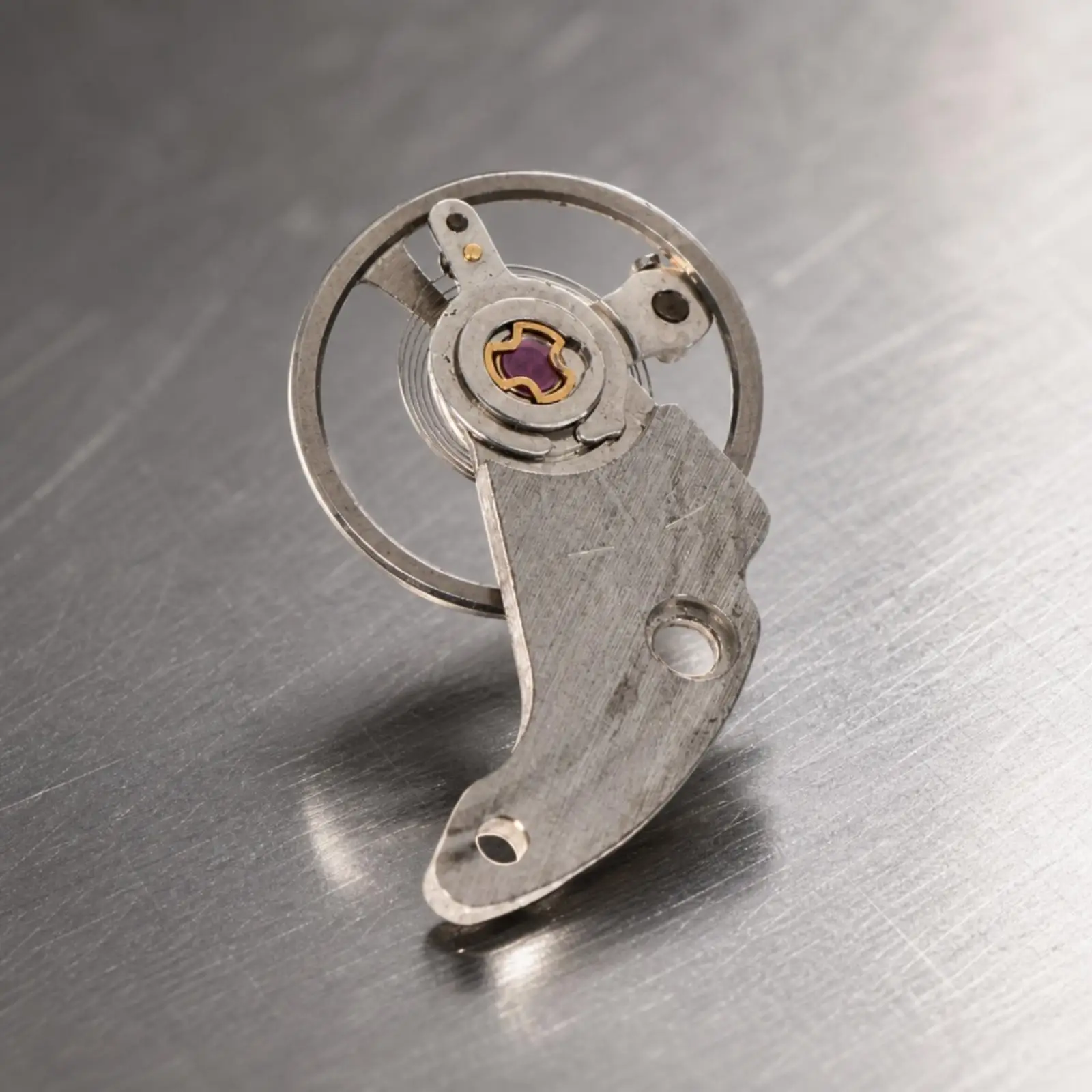 7009 Balance Wheel with Hairspring and Plate for Watch Repair Silver Tone Aluminum Alloy Precision Part