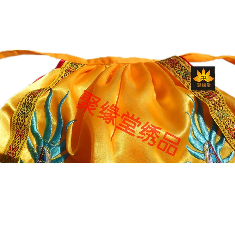 Chinese buddhist 33 Cm Tall High Quality Yellow Satin Buddha Cloak Handmade Embroidery Ssangyong Shawl Solemn Temple Decoration