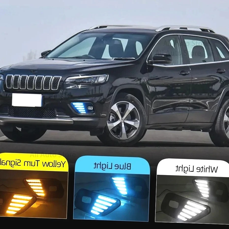 

CSCSNL 1 Pair LED Daytime Running Light For Jeep Cherokee 2019 2020 Car Accessories Waterproof ABS 12V DRL Fog Lamp Decorat