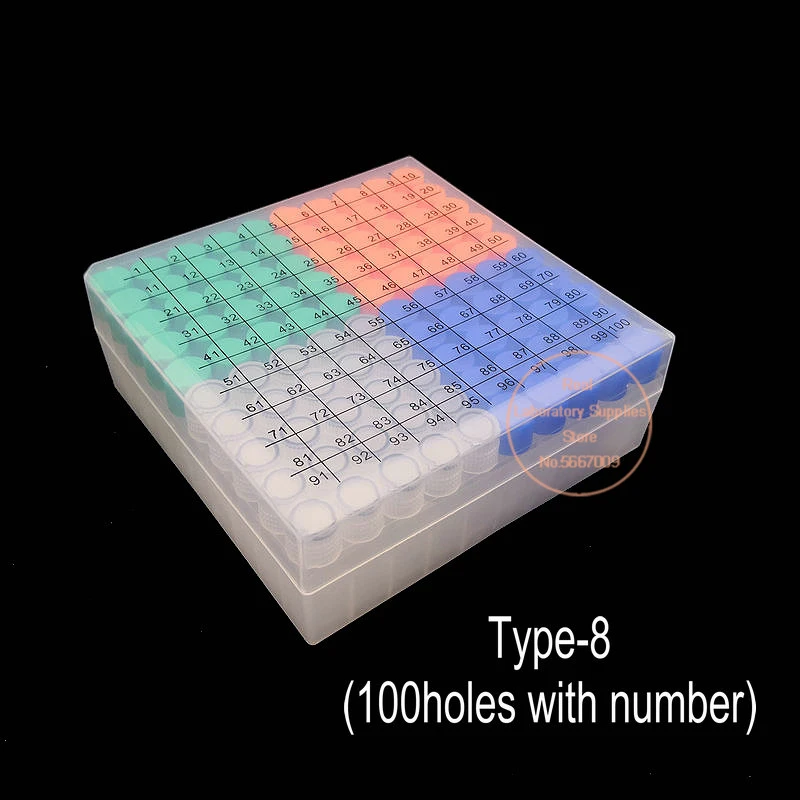 1set Laboratory 36/50/81/100hole Plastic Freezing Storage Box + 36/50/81/100pcs 1.8ml/5ml PP Cryovial for School Experiment