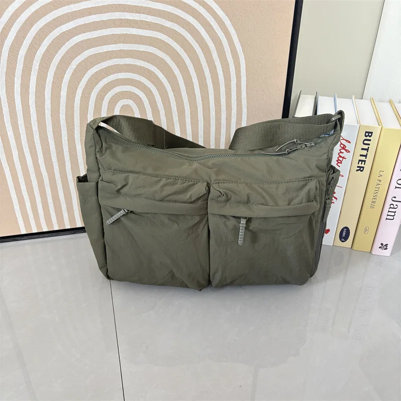 

Casual Multiple Pockets Women Nylon Waterproof Shoulder Bags Large Capacity Ladies Crossbody Bag Simple Men Handbags Book Tote