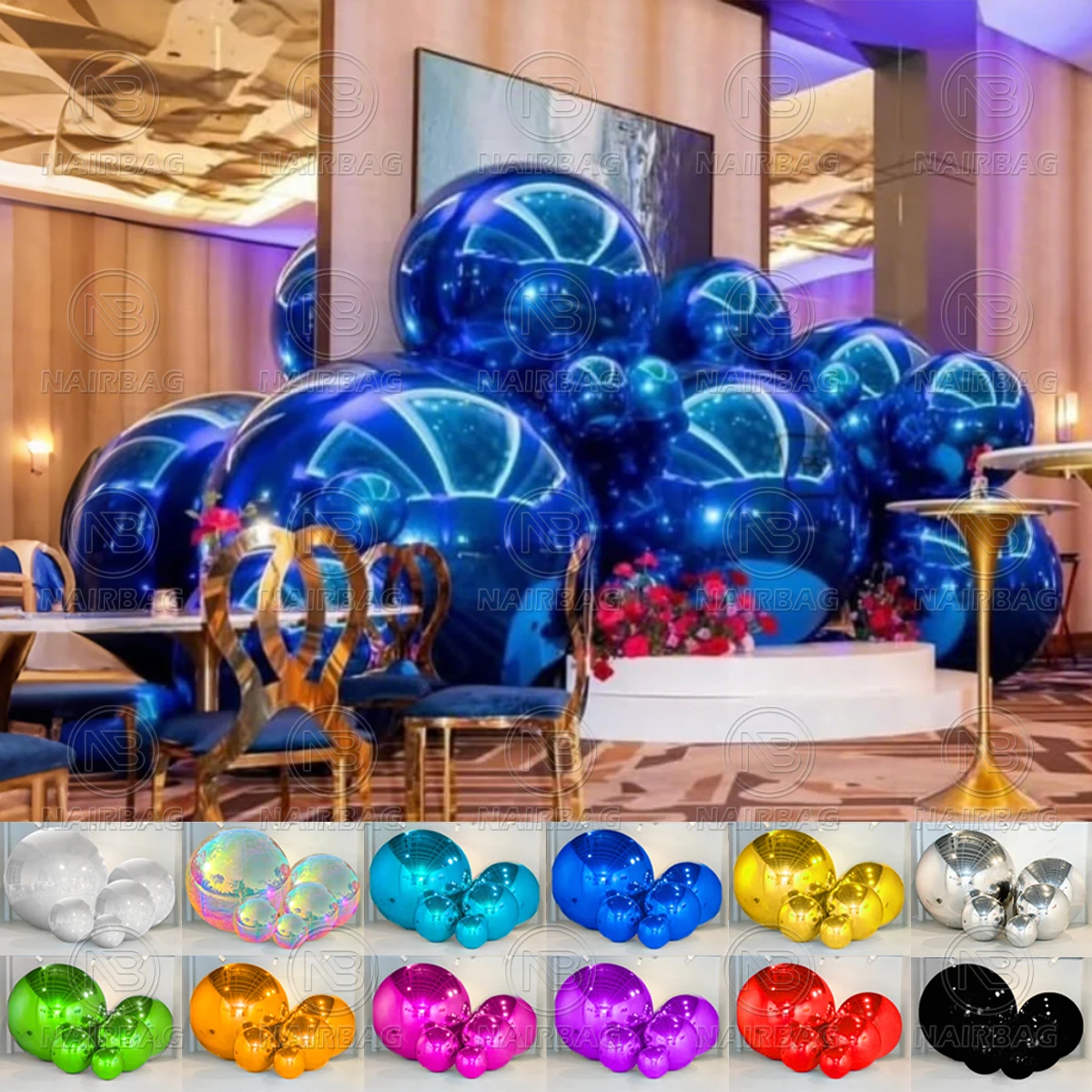 

Blue Balls Inflatable Mirror Balloon PVC Reflect Giant Bubble Sphere Party Decor Big Shiny Balls Blow Up Mirror Christmas Ball