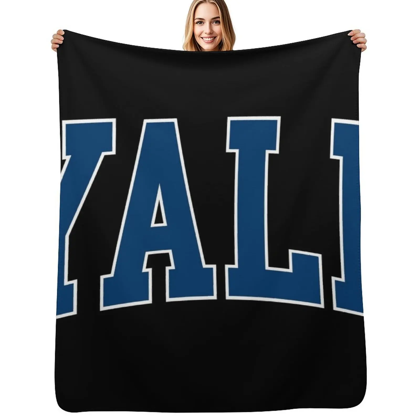 

yale - college font curved Throw Blanket For Decorative Sofa Luxury Thicken Flannel Fabric Travel Blankets