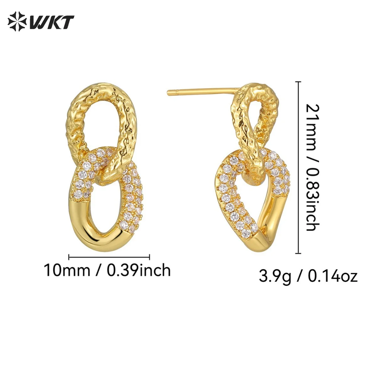 WT-ME116 European Style Exquisite Yellow Bass And Tiny Zircon Paved Figure Eight Buckle Shape Women Party Accessory